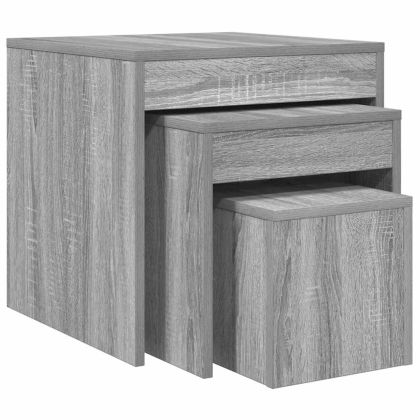Стифиращи маси, 3 бр, сив сонома, инженерно дърво