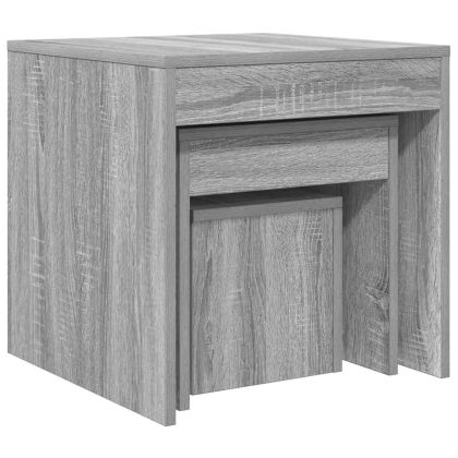 Стифиращи маси, 3 бр, сив сонома, инженерно дърво