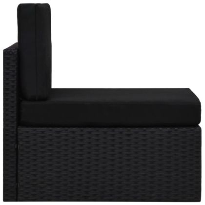 Модулен междинен диван, полиратан, черен