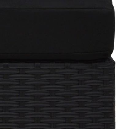 Модулен междинен диван, полиратан, черен