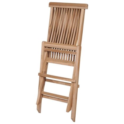 Градински трапезен комплект, сгъваем, 7 части, тик масив