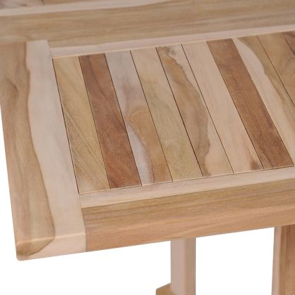 Градински трапезен комплект, сгъваем, 7 части, тик масив