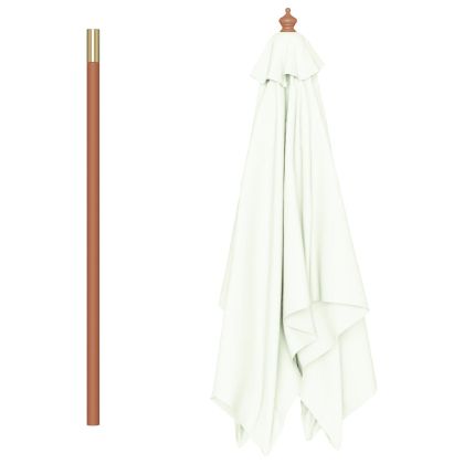 Градински чадър с дървен прът, 150x200 см, пясъчен