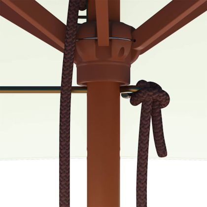 Градински чадър с дървен прът, 150x200 см, пясъчен