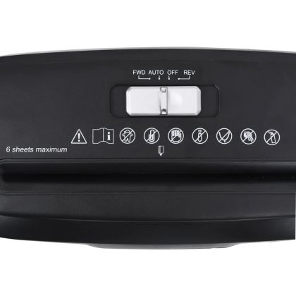 Шредер за хартия, 6 листа, Strip Cut, черен