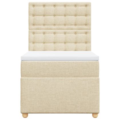 Боксспринг легло с матрак, кремава, 90x190 см, плат