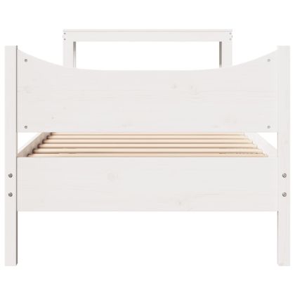 Рамка за легло с табла, бяла, 90x200 см, борово дърво масив