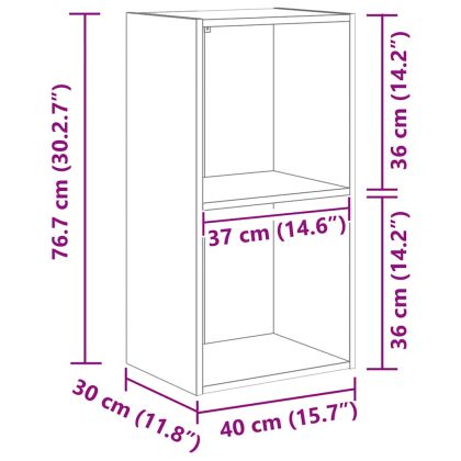 Библиотека, опушен дъб, 40x30x77 см, инженерно дърво