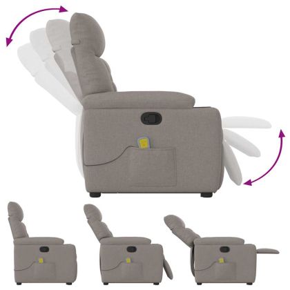 Масажен изправящ стол реклайнер, таупе, текстил