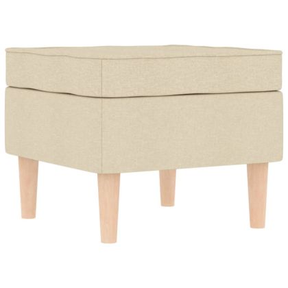 Фотьойл с табуретка за крака, кремав, текстил