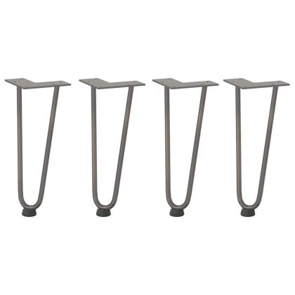 Крака тип „фиба“ за масичка за кафе, 4 бр., естествена стомана, 30 см, масивна стомана