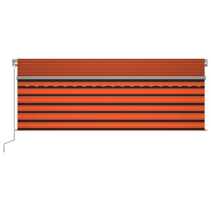 Ръчно прибиращ се сенник с щора и LED, 4,5x3 м, оранжево-кафяв