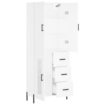 Висок шкаф, бял, 69,5x34x180 см, инженерно дърво