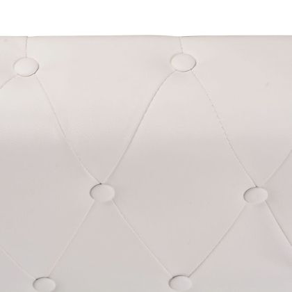 Ъглов диван Честърфийлд, 6-местен, изкуствена кожа, бял