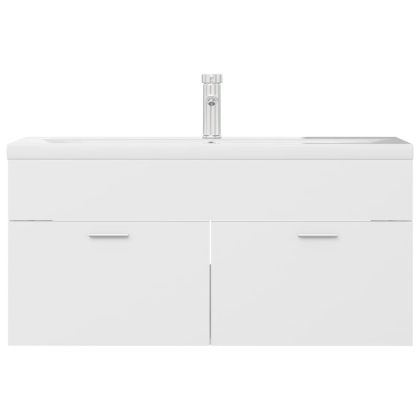 Шкаф за баня с вградена мивка, бял, ПДЧ