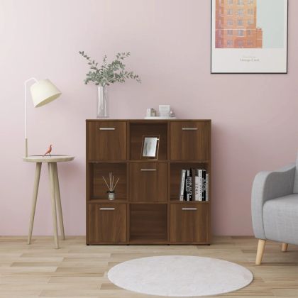 Библиотека, кафяв дъб, 90x30x90 см, инженерно дърво