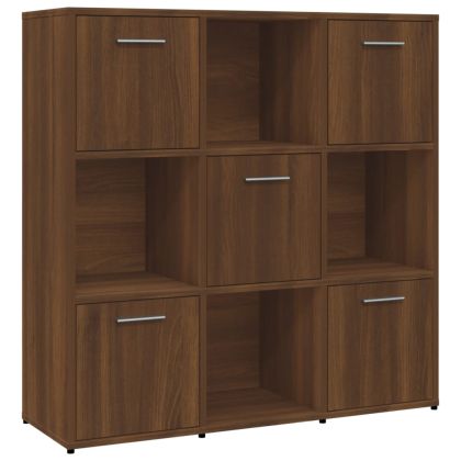 Библиотека, кафяв дъб, 90x30x90 см, инженерно дърво