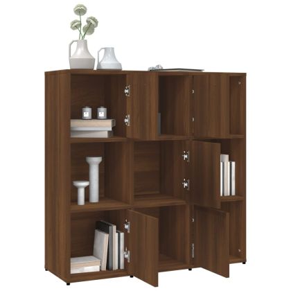 Библиотека, кафяв дъб, 90x30x90 см, инженерно дърво