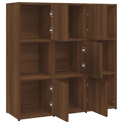 Библиотека, кафяв дъб, 90x30x90 см, инженерно дърво