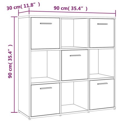 Библиотека, кафяв дъб, 90x30x90 см, инженерно дърво