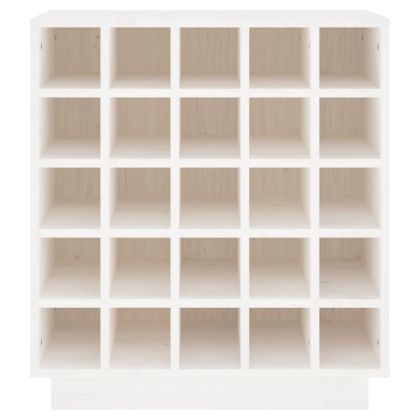 Шкаф за вино, бял, 55,5x34x61 см, борово дърво масив