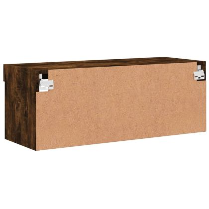 ТВ шкаф с LED осветление, опушен дъб, 80x30x30 см