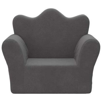 Детско диванче, антрацит, мек плюш
