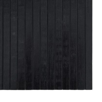 Килим, правоъгълен, черен, 100x300 см, бамбук