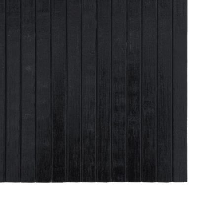 Килим, правоъгълен, черен, 100x200 см, бамбук