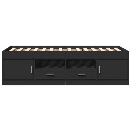 Дневно легло с чекмеджета, без матрак, черно, 90x190 см