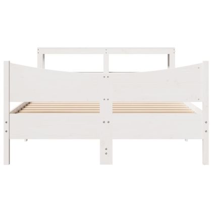 Рамка за легло с табла, бяла, 120x190 см, борово дърво масив