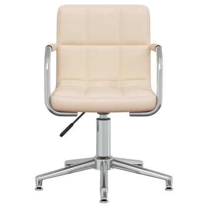 Въртящ се трапезен стол, кремав, текстил