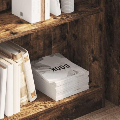 Библиотека, опушен дъб, 80x24x76 см, инженерно дърво