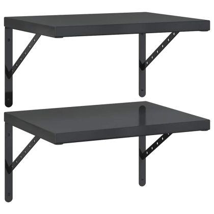 Стенни рафтове 2 бр 50x40 см черни неръждаема стомана