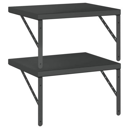 Стенни рафтове 2 бр 50x40 см черни неръждаема стомана