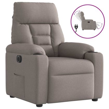 Електрически реклайнер стол, таупе, текстил