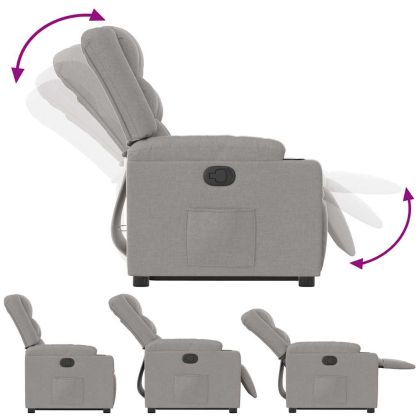 Изправящ реклайнер стол, облачно сив, текстил