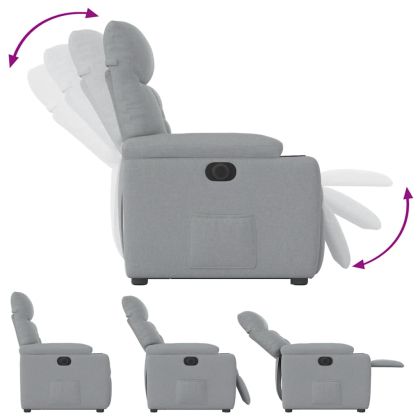 Електрически изправящ реклайнер стол, светлосив, текстил