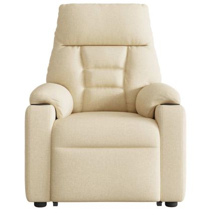 Изправящ масажен реклайнер стол, кремав, текстил