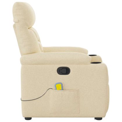 Изправящ масажен реклайнер стол, кремав, текстил