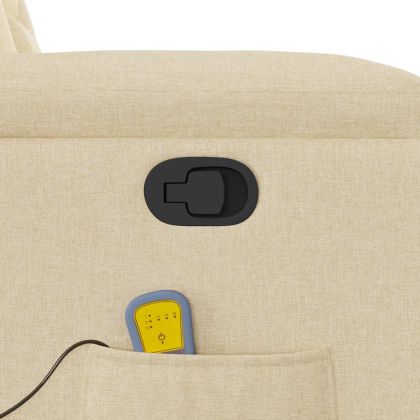 Изправящ масажен реклайнер стол, кремав, текстил