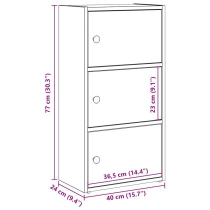 Библиотека, дъб артизан, 40x24x77 см, инженерно дърво