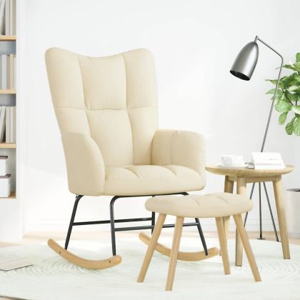 Люлеещ се стол с табуретка за крака, син, плат