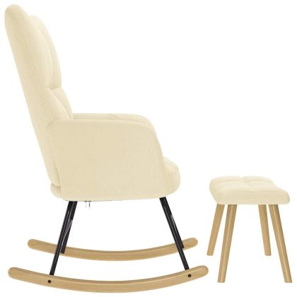 Люлеещ се стол с табуретка за крака, син, плат