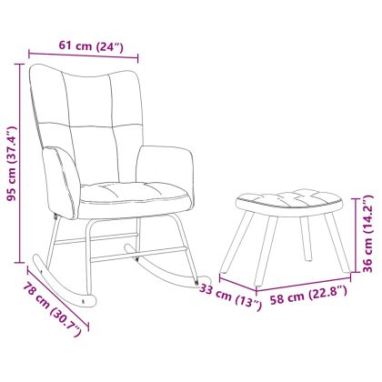 Люлеещ се стол с табуретка за крака, син, плат