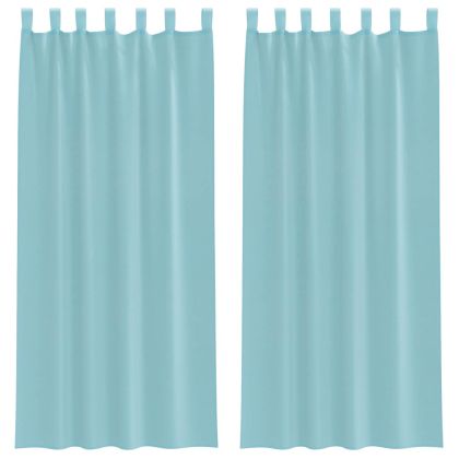 Пердета от воал с прът джобове, 2 бр, тюркоаз