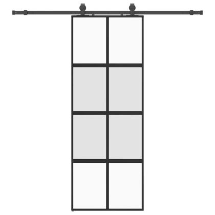 Плъзгаща се врата с комплект обков Черно 76x205 cm