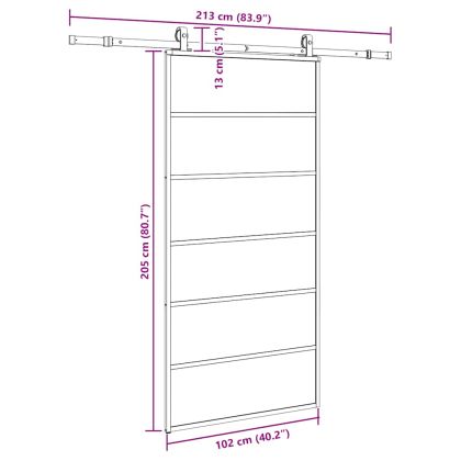 Плъзгаща се врата с механизъм черна 102x205 см ESG стъкло