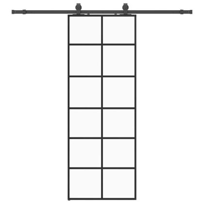 Плъзгаща се врата с обков черна 76x205 см ESG стъкло