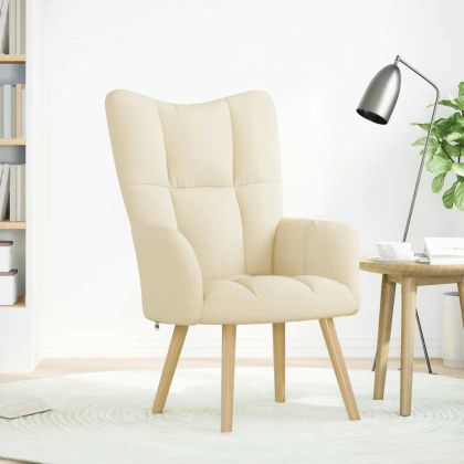 Релакс стол, кремав, текстил